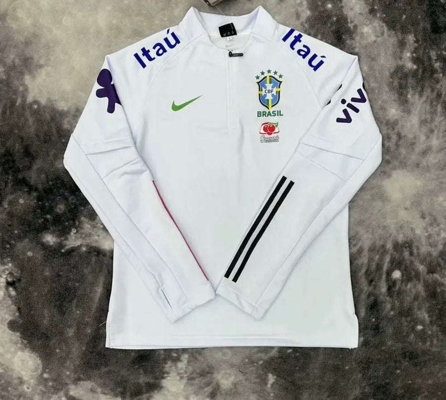 Pull Zippé blanc Brésil