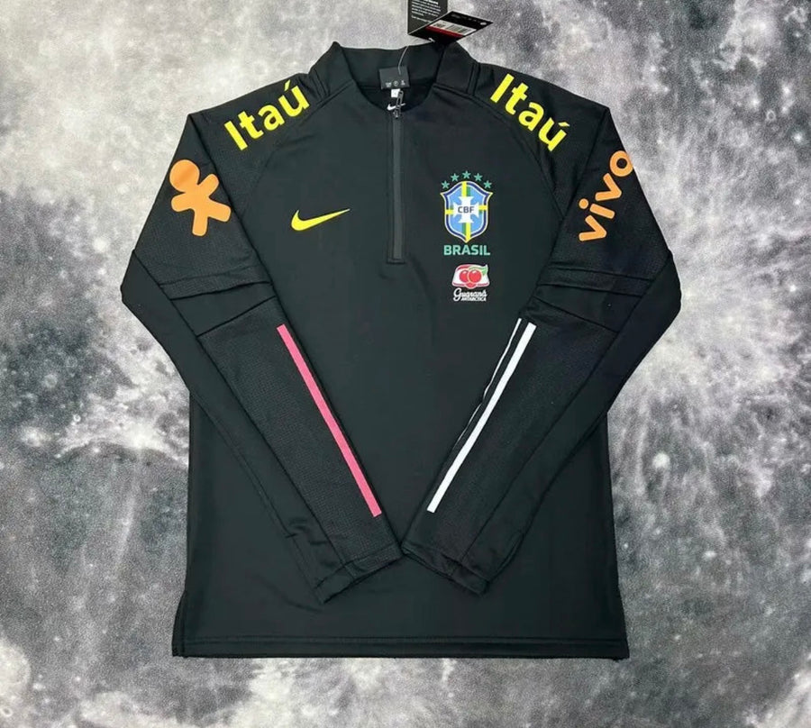 Pull Zippé Noir Brésil